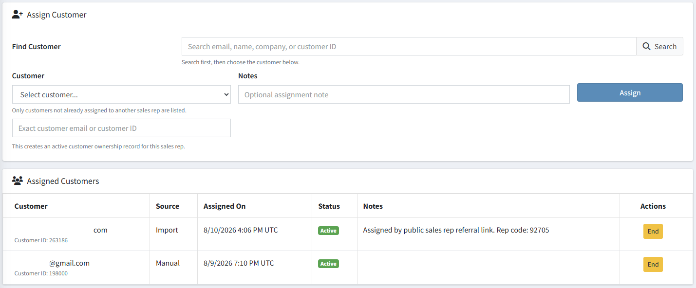 Customer assignment tools