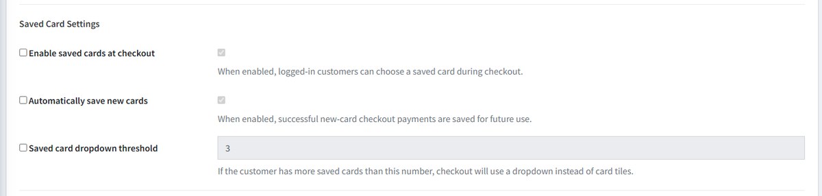 Saved-card settings