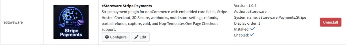 Installed plugin list