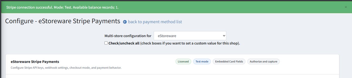 Stripe connection test success