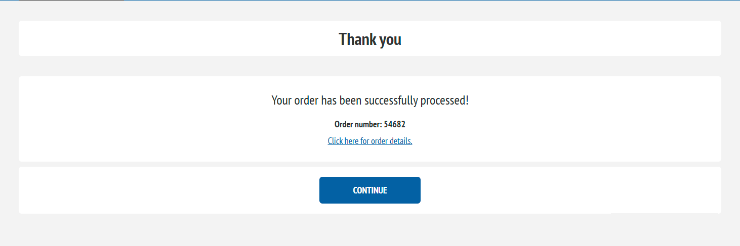 Desktop order successfully processed confirmation