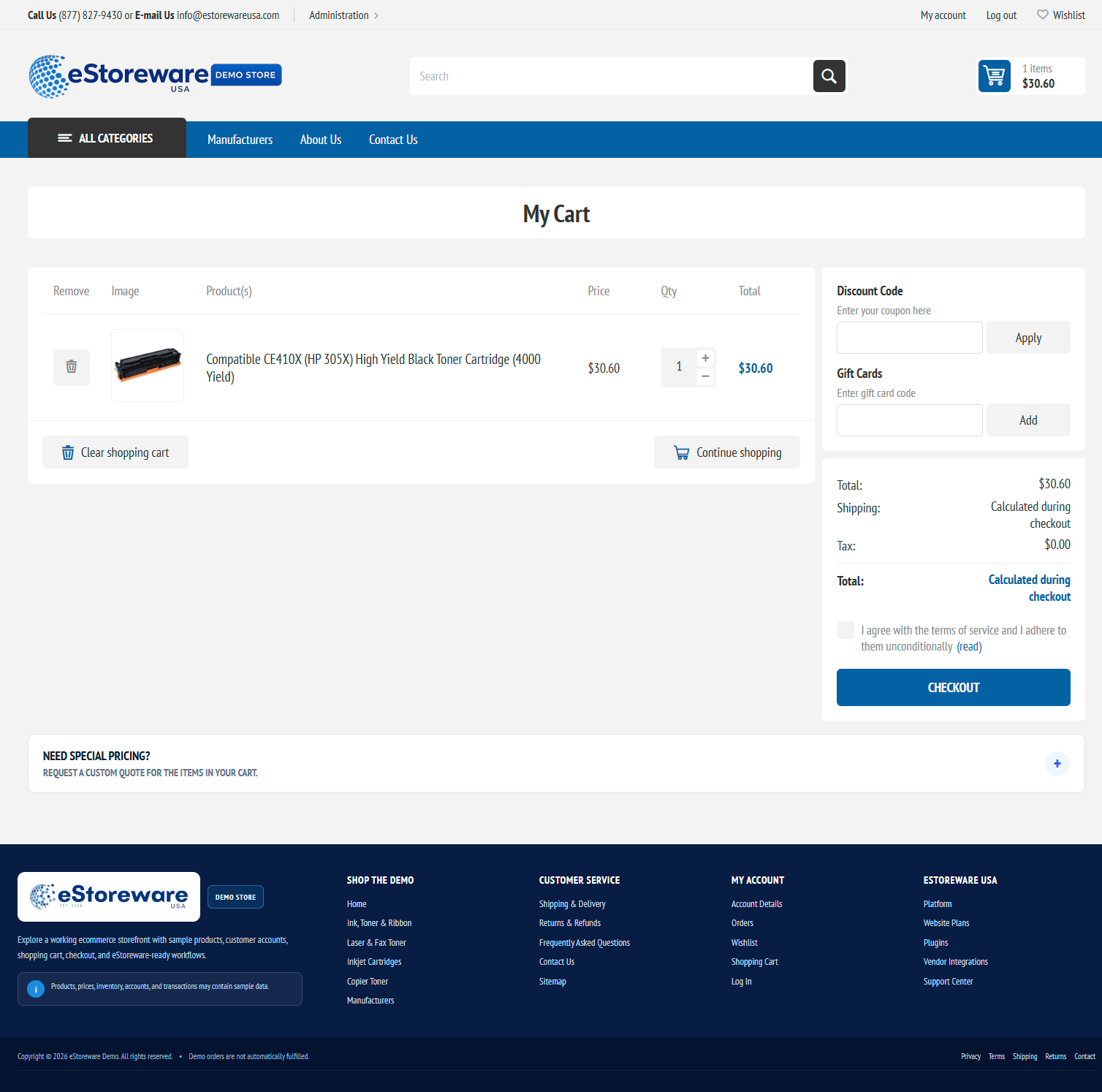 eStoreware shopping cart