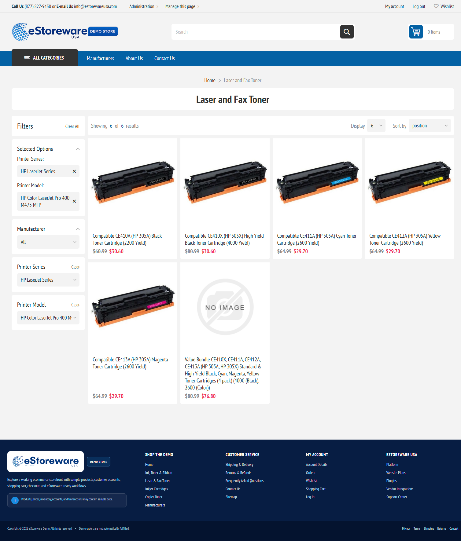 Product category page with filtering