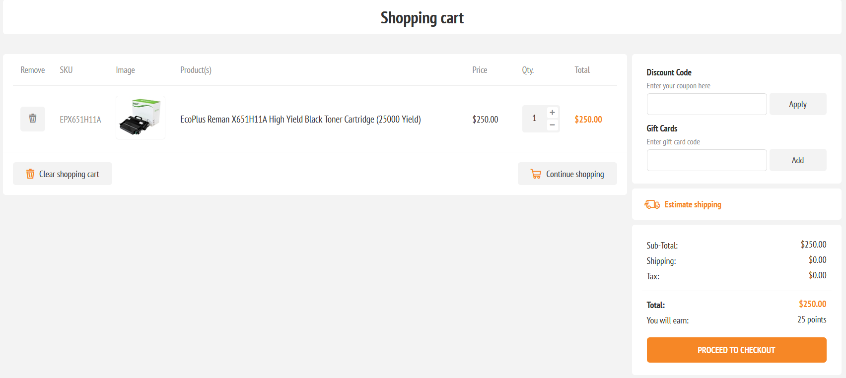 Accepted quote copied to the customer shopping cart